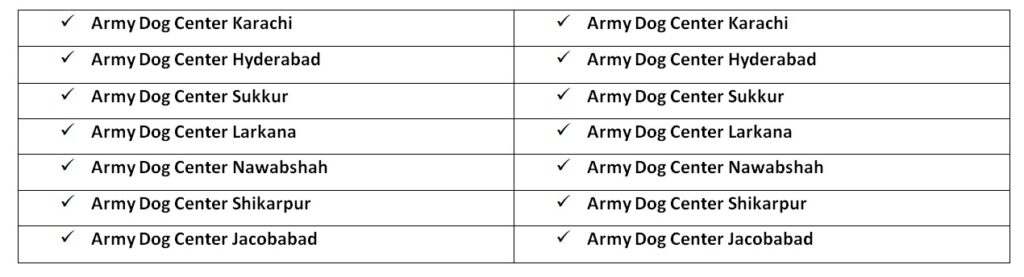 Army dog center sindh cities